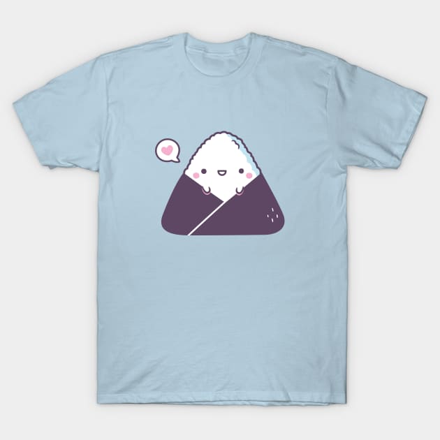 Cute Happy Onigiri Japanese Rice Ball T-Shirt by rustydoodle